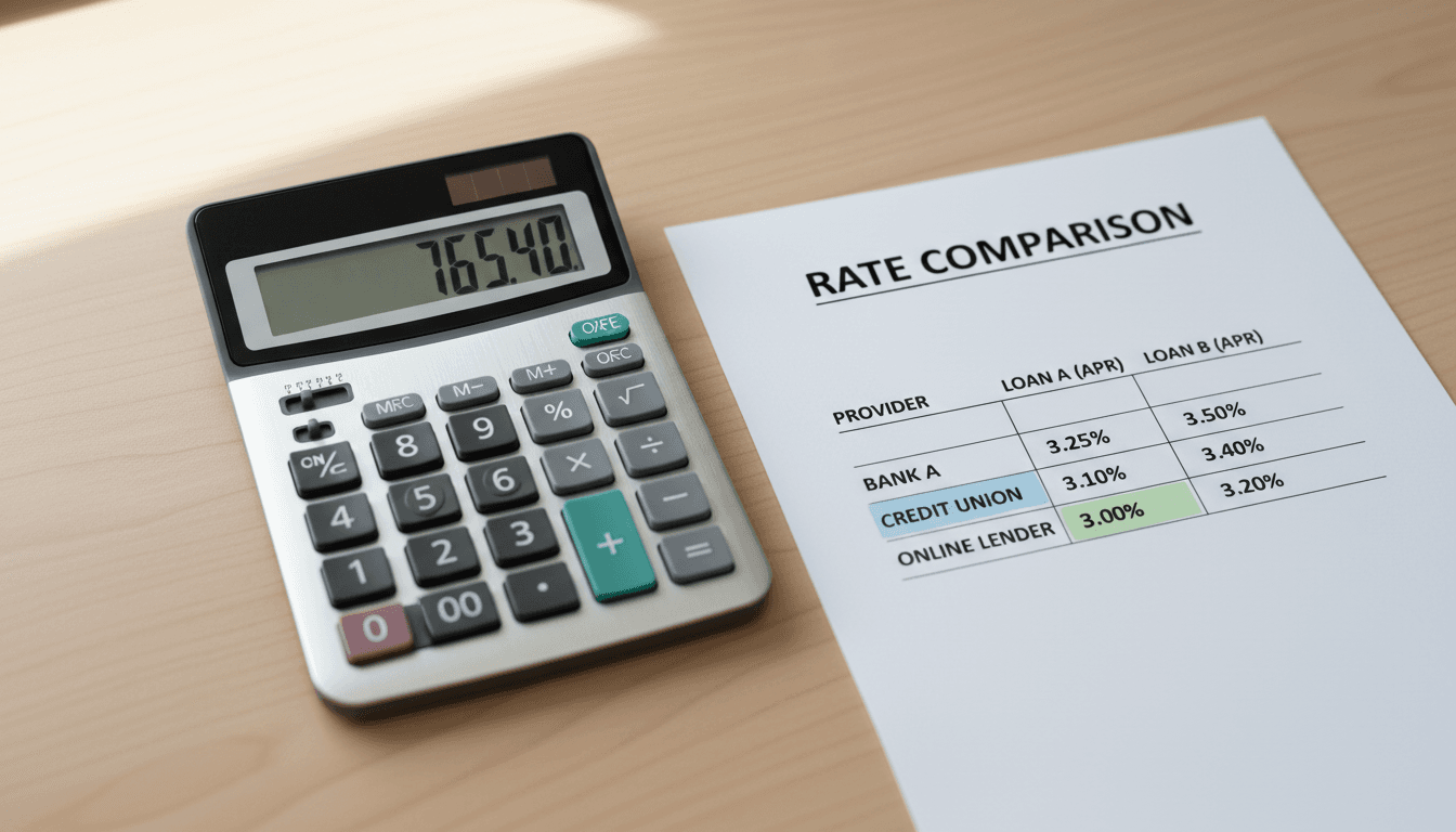 Financial rate comparison showing competitive loan terms