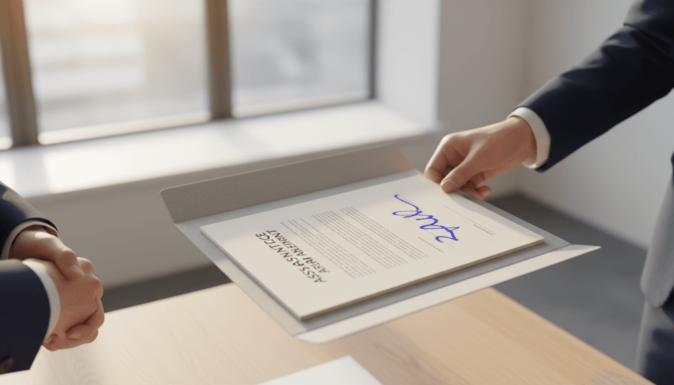 Close-up of signed asset finance contract being secured